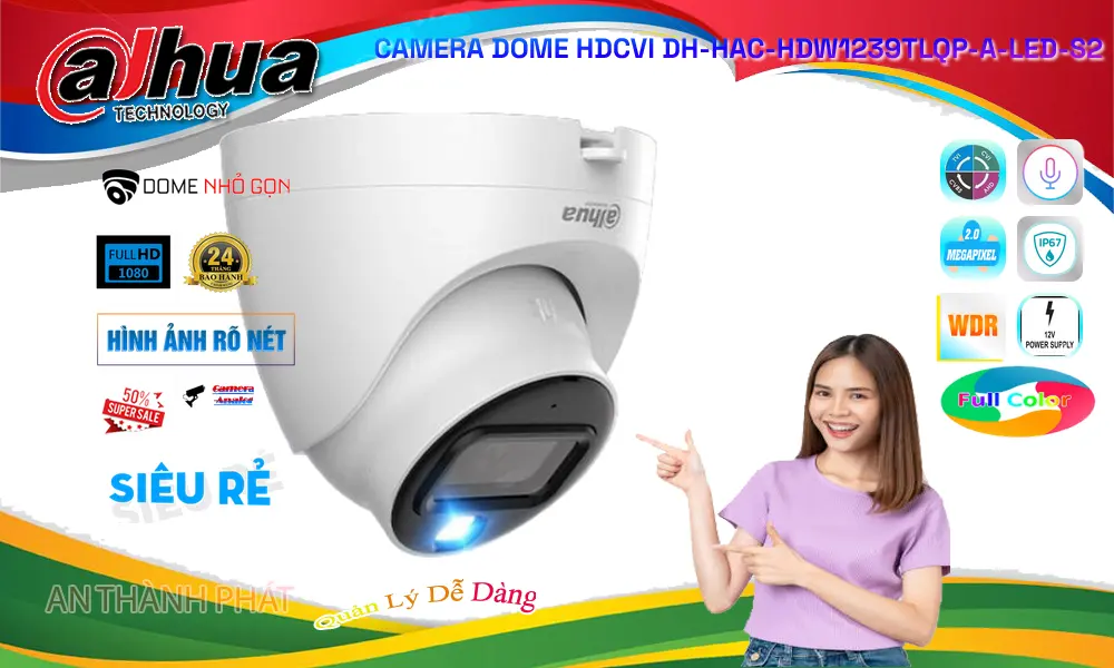 Camera Ghi Âm Full Color DH-HAC-HDW1239TLQP-A-LED-S2