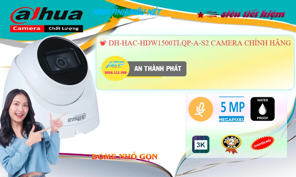 DH-HAC-HDW1500TLQP-A-S2  Camera IP Dahua Ghi Âm 5MP