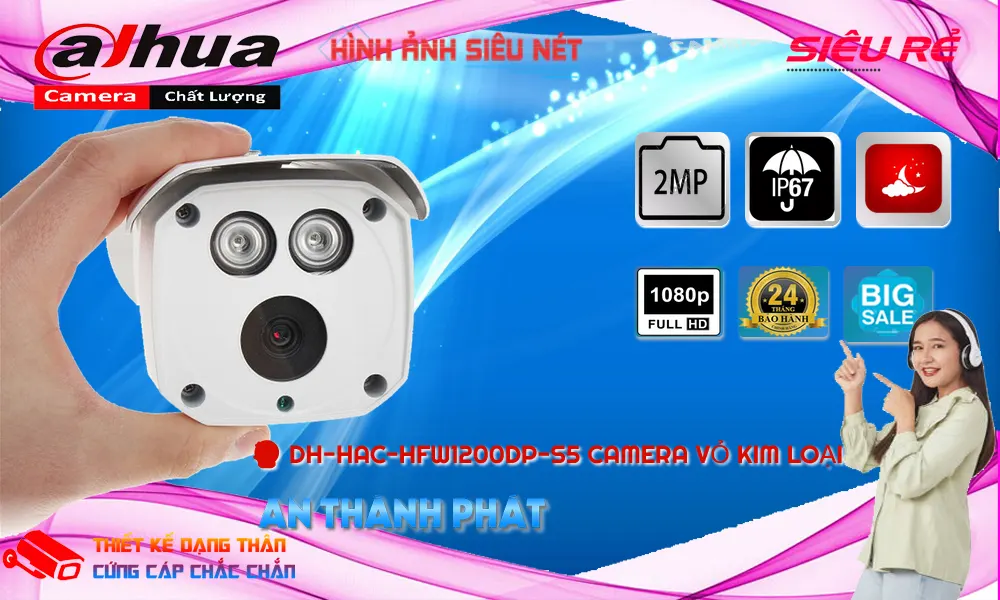 DH-HAC-HFW1200DP-S5 Camera Dahua Thân Hồng Ngoại 80m