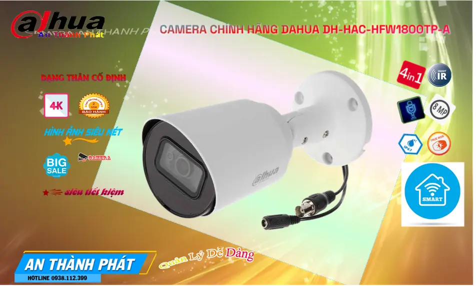 DH-HAC-HFW1800TP-A Camera Ngoài Trời 4K Ghi Âm