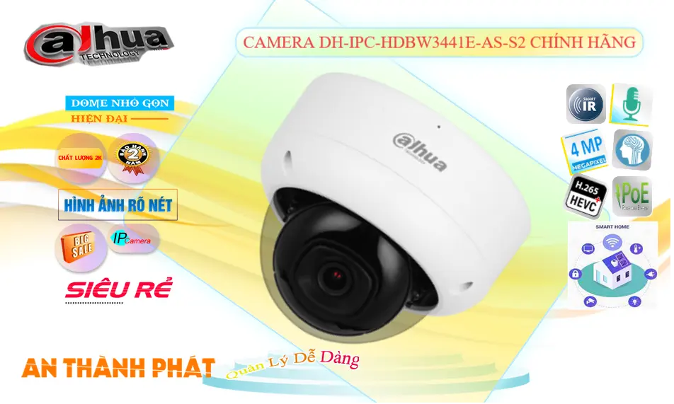 Camera IP POE 4MP DH-IPC-HDBW3441E-AS-S2