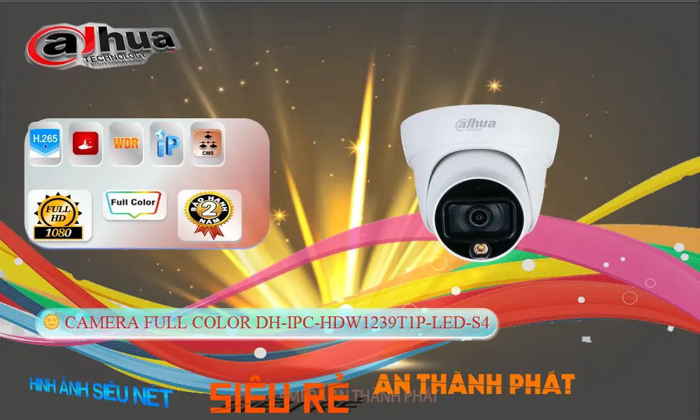 Camera IP  Dahua DH-IPC-HDW1239T1P-LED-S4 Full Color