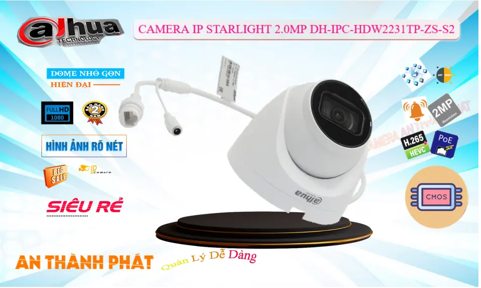 Camera IP Dahua DH-IPC-HDW2231TP-ZS-S2 1080P