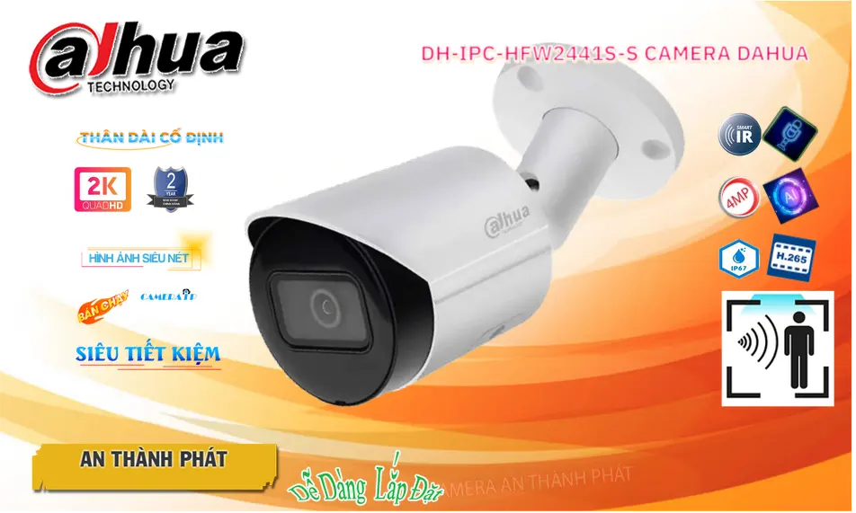 DH-IPC-HFW2441S-S  Camera IP Dahua Ghi Âm Siêu Nét 2K