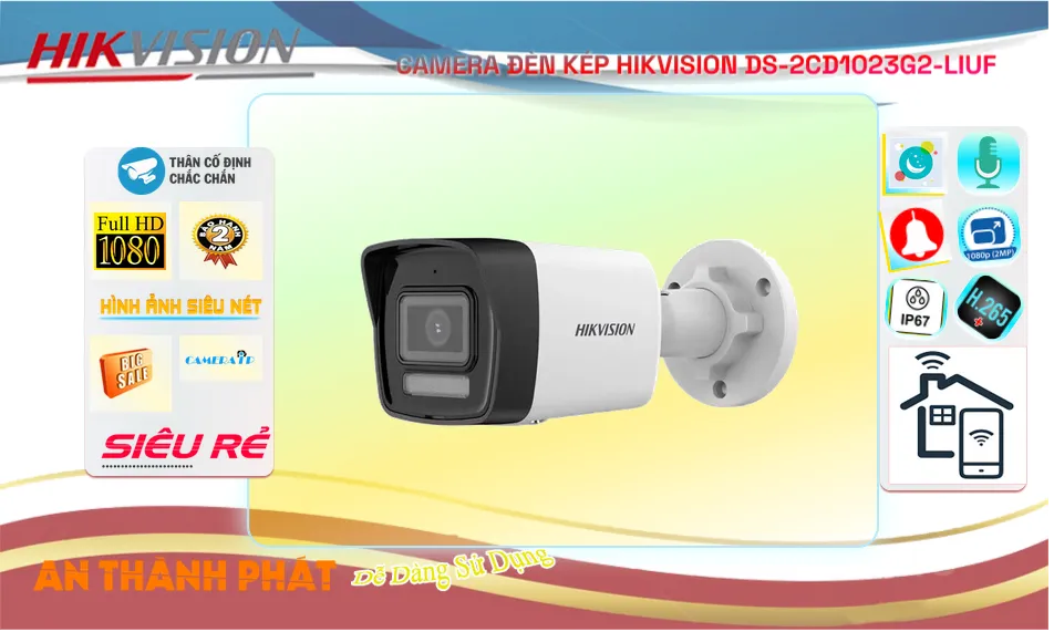 Camera IP Hikvision DS-2CD1023G2-LIUF Ghi Âm