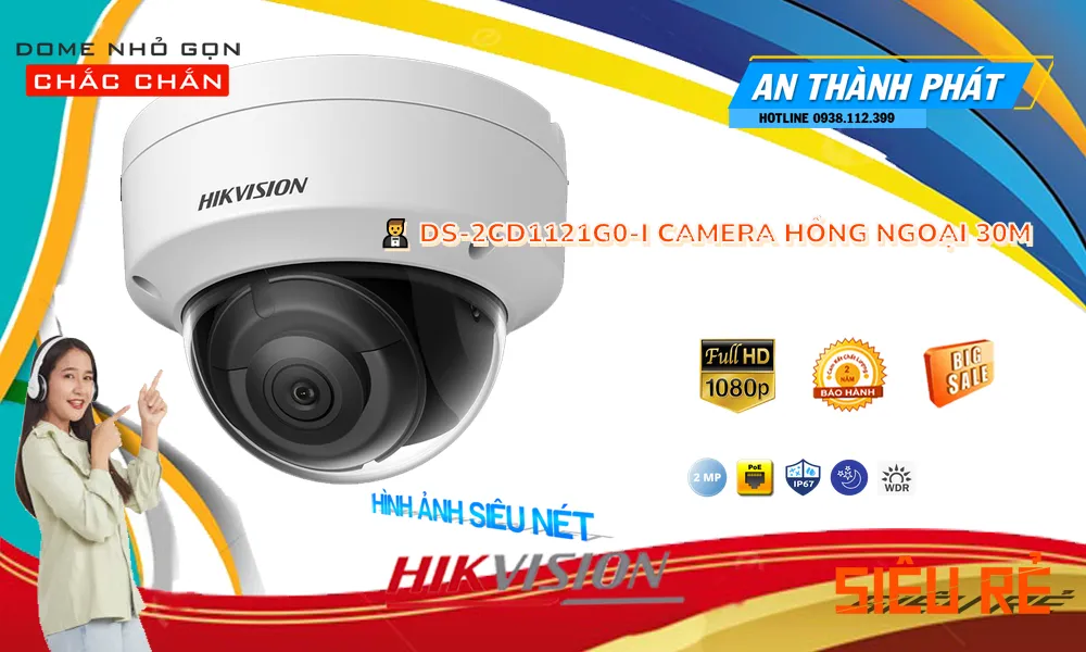 DS-2CD1121G0-I Camera IP Dome Hikvision