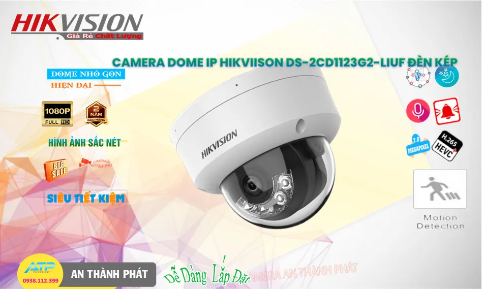 Camera IP Dome Full Color DS-2CD1123G2-LIUF