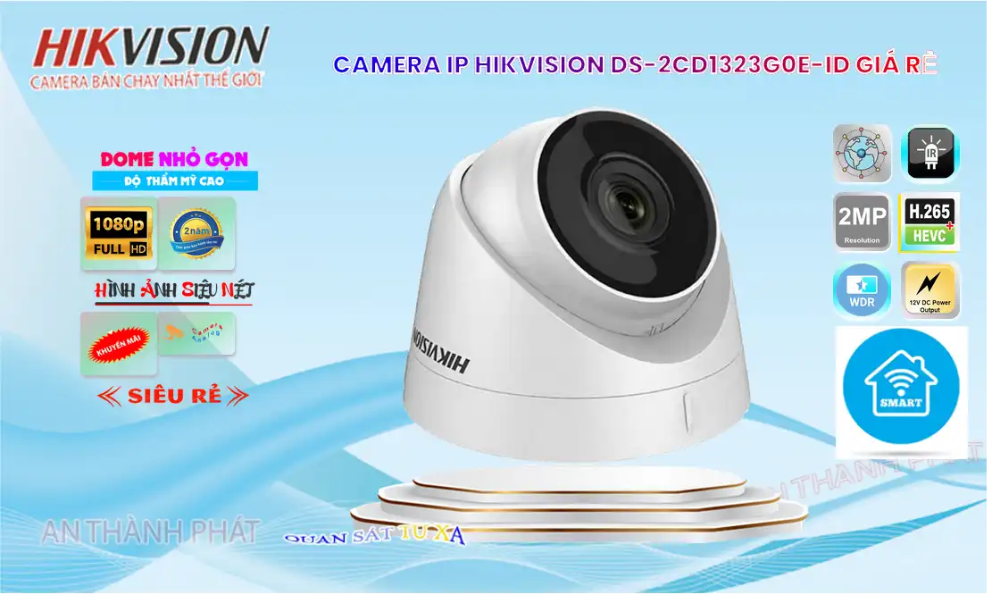 Camera  Hikvision DS-2CD1323G0E-I(L) Sắt Nét ✔