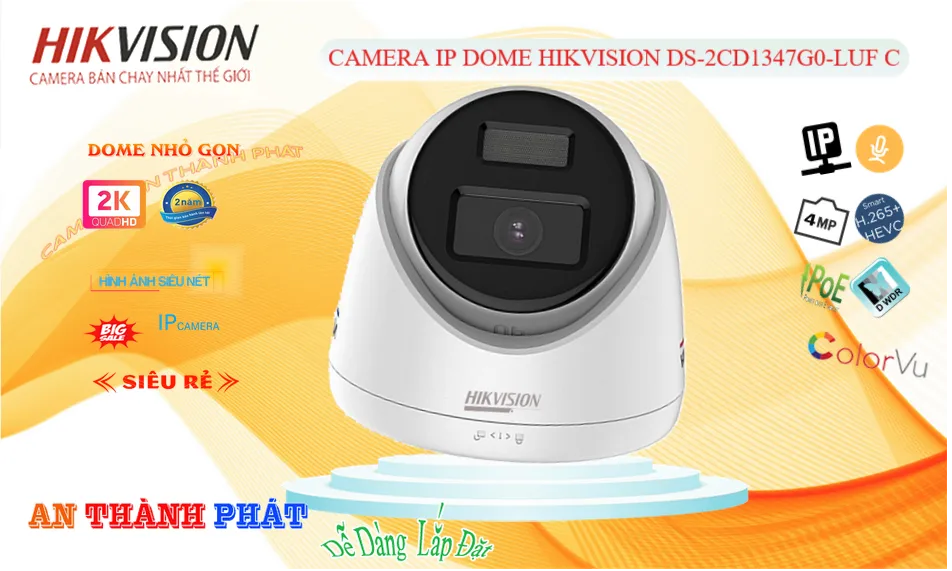 DS-2CD1347G0-LUFC Camera IP Hikvision 4MP Ghi Âm