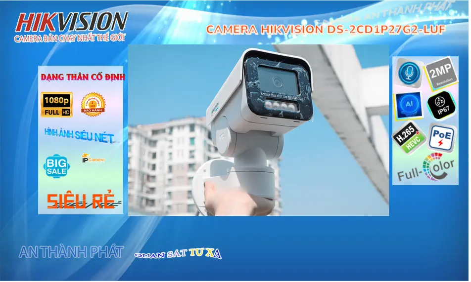DS-2CD1P27G2-LUF Camera IP Thân Xoay 360 Full Color