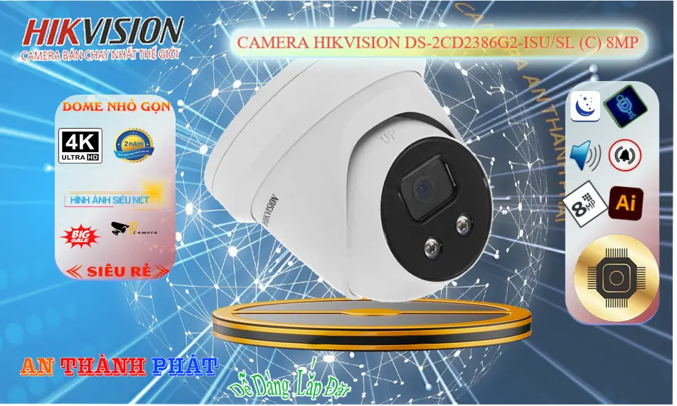 Camera IP Hikvision 8MP DS-2CD2386G2-ISU/SL(C)