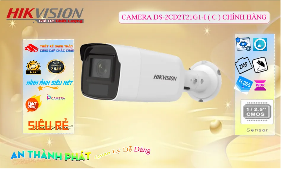 DS-2CD2T21G1-I(C) Camera IP Hikvision Ngoài Trời