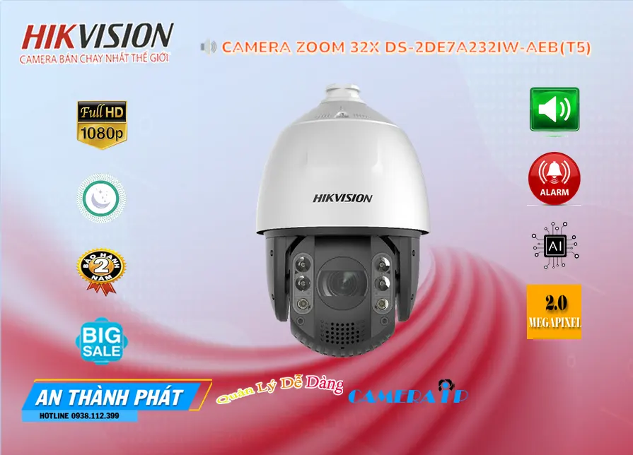 DS-2DE7A232IW-AEB(T5) Camera IP Hikvision Xoay Zoom 32X