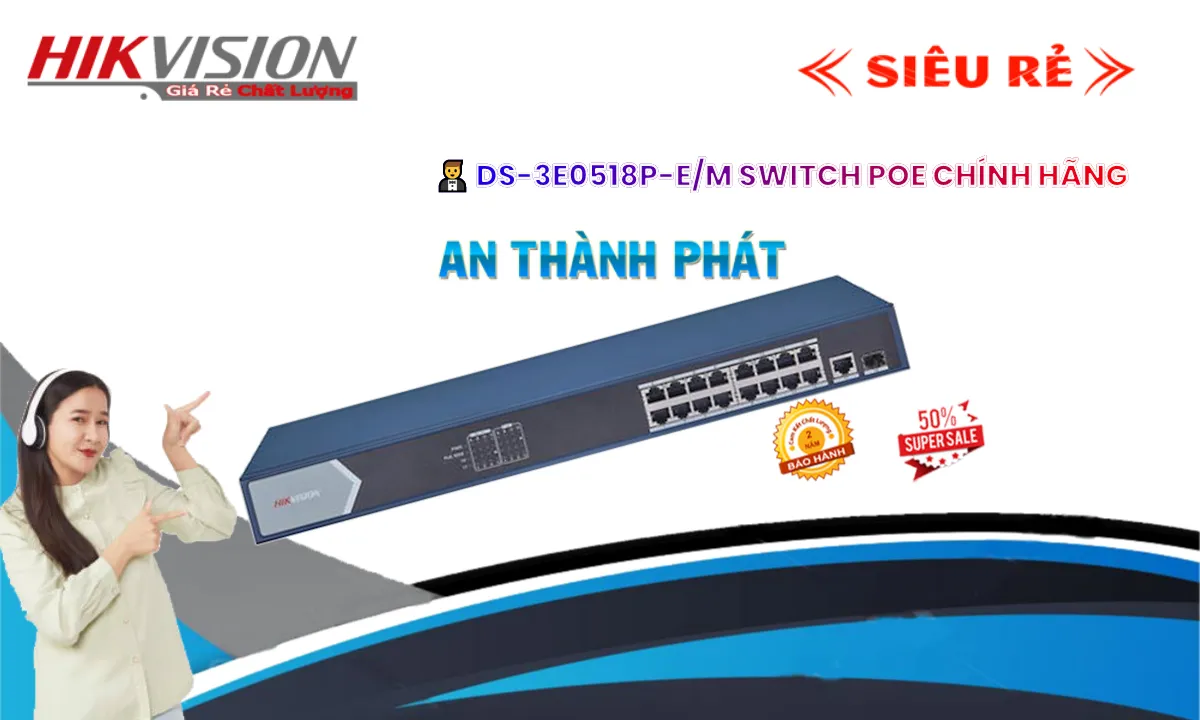 Switch Thiết bị nối mạng  DS-3E0518P-E/M  Hikvision