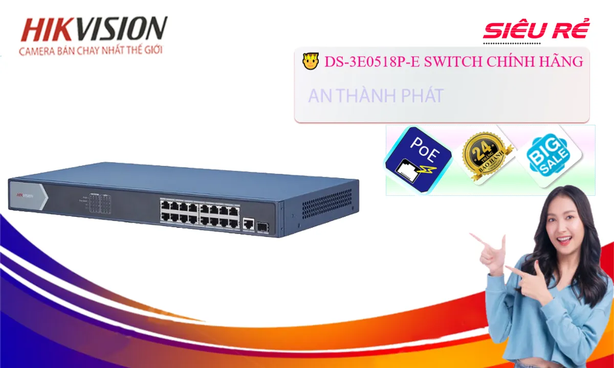DS-3E0518P-E  Hikvision  Bộ chia mạng