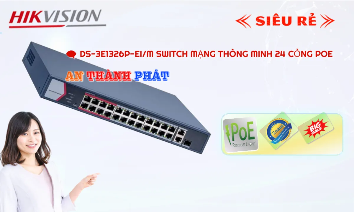 Switch Thiết bị nối mạng  DS-3E1326P-EI/M  Hikvision