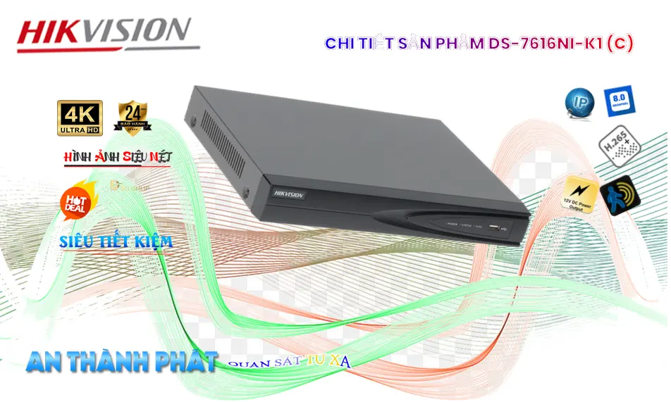 Đầu Ghi IP Hikvision 16 Kênh 8MP DS-7616NI-K1(C)