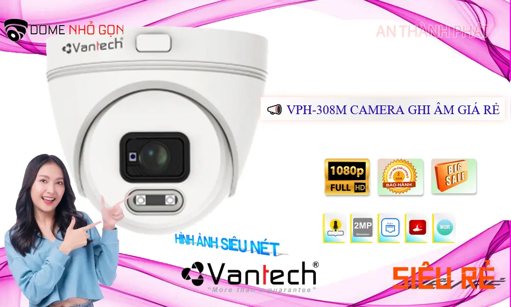Camera IP 2MP Ghi Âm VPH-308M