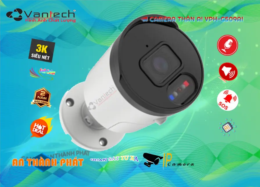 VPH-C509AI Camera IP Ngoài Trời Ai 5MP Full Color