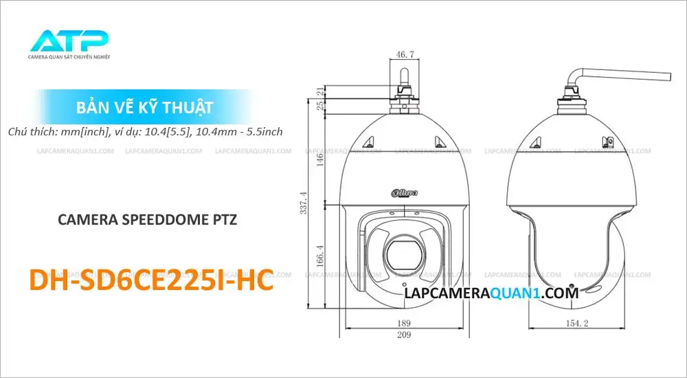 bản vẽ kỹ thuật camera DH-SD6CE225I-HC
