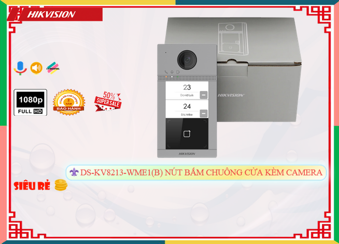 Chuôn cửa thông minh   Hikvision DS-KV8213-WME1(B)