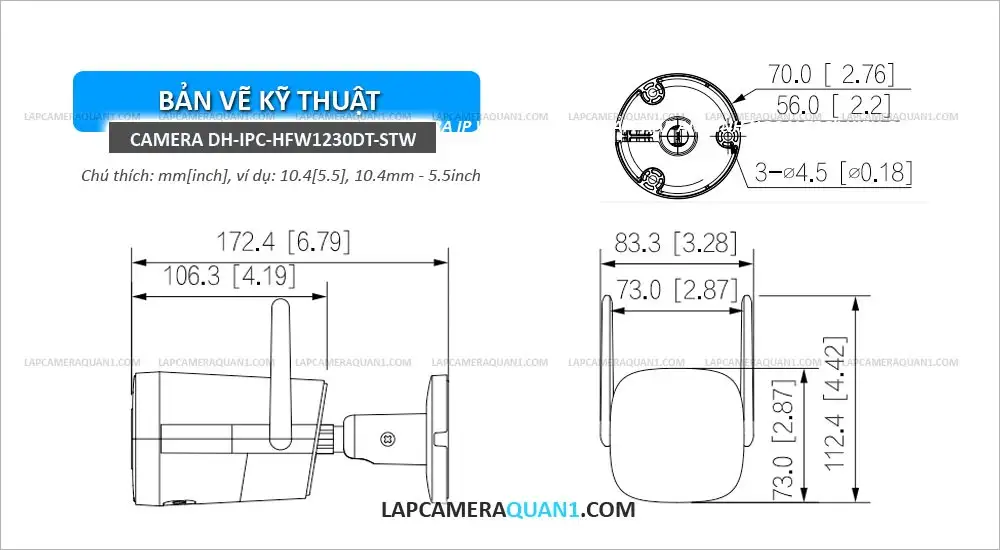 bản vẽ kỹ thuật camera DH-IPC-HFW1230DT-STW