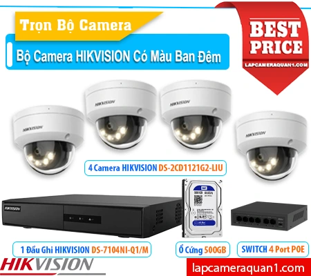 Lắp đặt camera Bộ 4 Camera HIKVISION DS-2CD1121G2-LIU Giám Sát Văn Phòng