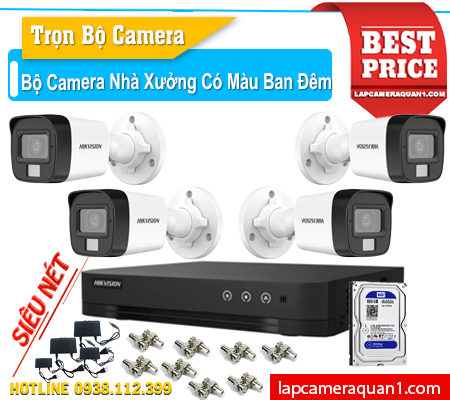 Lắp đặt camera Bộ Camera Nhà Xưởng Có Màu Ban Đêm Giá Rẻ