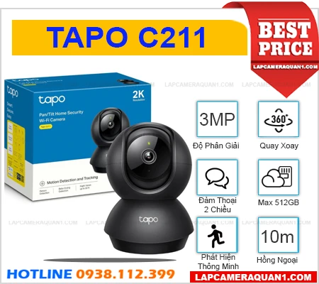 Camera IP Wifi Không Dây Tapo C211 (3MP), lắp đặt camera Tapo C211, camera không dây Tapo C211, camera quan sát Tapo C211, Tapo C211, C211, camera Tapo C211 giá rẻ, camera quay xoay 360 Tapo C211, lắp camera Tapo C211 giá rẻ, camera Tapo C211 chính hãng,