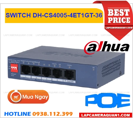 Lắp đặt camera SWITCH 5 PORT Dahua DH-CS4005-4ET1GT-36 (POE)