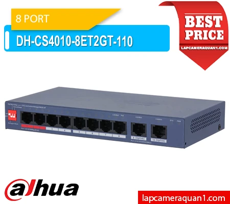 Lắp đặt camera 8-Port PoE Switch Dahua DH-CS4010-8ET2GT-110