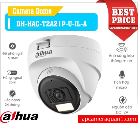 Lắp đặt camera Camera Dahua DH-HAC-T2A21P-U-IL-A Ánh Sáng Kép