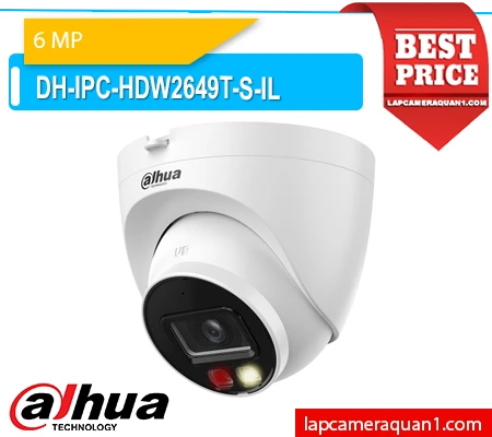 camera Dahua DH-IPC-HDW2649T-S-IL, camera IP Dome Dahua 6MP, camera Smart Dual Light Dahua, camera AI WizSense Dahua, camera chính hãng 