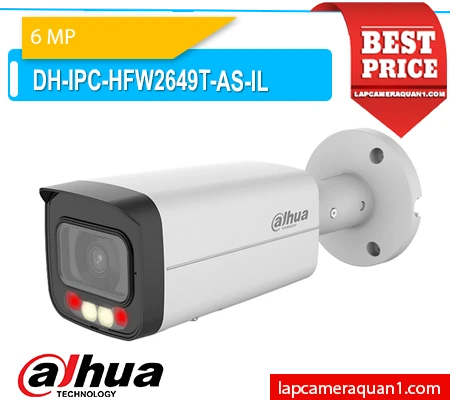 camera Dahua DH-IPC-HFW2649T-AS-IL, camera IP Dahua 6MP, camera Smart Dual Light Dahua, camera AI WizSense Dahua, camera chính hãng 