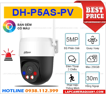 DH-P5AS-PV Camera Báo Động Dahua (5MP), Camera Không Dây Quay Quét DH-P5AS-PV (5MP), Camera Không Dây DH-P5AS-PV, lắp đặt camera DH-P5AS-PV, lắp camera DH-P5AS-PV, camera quan sát DH-P5AS-PV, camera dahua DH-P5AS-PV, camera quay xoay dahua DH-P5AS-PV,