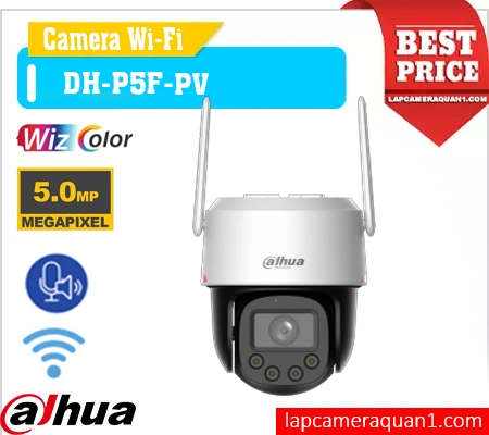 Camera WiFi DH-P5F-PV, Camera quay quét DH-P5F-PV, Camera 5MP Dahua DH-P5F-PV, Camera IP DH-P5F-PV, Camera ngoài trời DH-P5F-PV, Camera AI DH-P5F-PV, Camera Dahua DH-P5F-PV