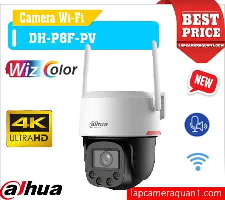 Camera quay quét DH-P8F-PV, Camera WiFi DH-P8F-PV, Camera ngoài trời DH-P8F-PV, Camera 8MP DH-P8F-PV, Camera báo động DH-P8F-PV, Camera AI DH-P8F-PV, Camera theo dõi DH-P8F-PV