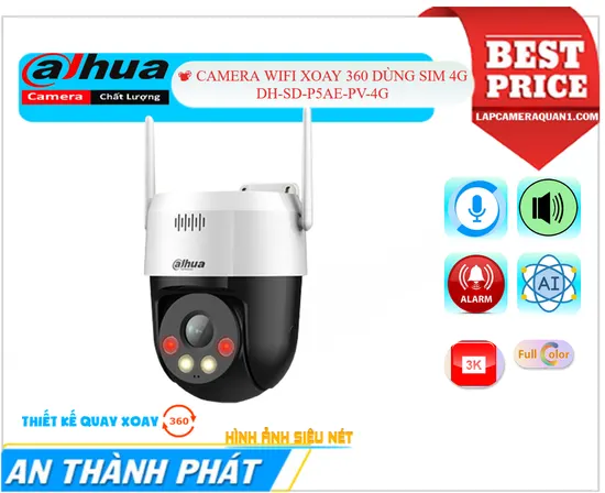 DH-SD-P5AE-PV-4G, Camera DH-SD-P5AE-PV-4G 4G Dahua, Dahua 5MP 4G DH-SD-P5AE-PV-4G, Camera DH-SD-P5AE-PV-4G PTZ 4G, Dahua FullColor DH-SD-P5AE-PV-4G , Camera Dahua PV, Dahua 4G ngoài trời