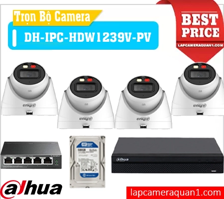 Trọn Bộ 4 Camera Dahua DH-IPC-HDW1239V-PV , Bộ Camera dahua văn phòng, Bộ camera dahua nhà xưởng , Bộ camera dahua gia đình, camera dahua giá rẻ, camera dahua chính hãng, hệ thống camera dahua,