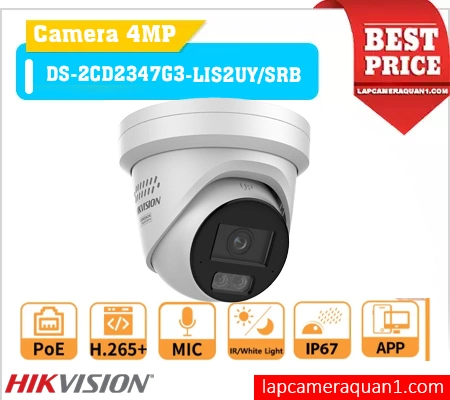 Camera HIKVISION DS-2CD2347G3-LIS2UY/SRB màu 24/7, DS-2CD2347G3-LIS2UY/SRB chống nước IP67, DS-2CD2347G3-LIS2UY/SRB cảnh báo chủ động, DS-2CD2347G3-LIS2UY/SRB công nghệ AI thông minh, Camera IP DS-2CD2347G3-LIS2UY/SRB WDR 130dB, DS-2CD2347G3-LIS2UY/SRB đàm thoại hai chiều,