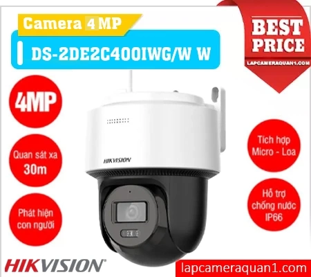 Camera WiFi ngoài trời DS-2DE2C400IWG/W, Camera chống nước DS-2DE2C400IWG/W, Camera PTZ DS-2DE2C400IWG/W, Camera không dây DS-2DE2C400IWG/W, Camera IP 4MP DS-2DE2C400IWG/W, Camera phát hiện chuyển động DS-2DE2C400IWG/W, Camera giám sát từ xa DS-2DE2C400IWG/W

