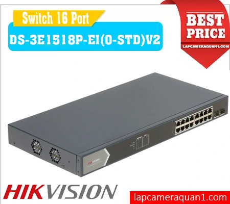 DS-3E1518P-EI(O-STD)V2, Switch PoE 16 port Hikvision DS-3E1518P-EI(O-STD)V2, Switch Hikvision DS-3E1518P-EI(O-STD)V2, Switch mạng PoE 16 cổng DS-3E1518P-EI(O-STD)V2, DS-3E1518P-EI(O-STD)V2 16-Port PoE Switch, Switch 16 PoE Hikvision V2, Switch PoE Gigabit DS-3E1518P-EI,