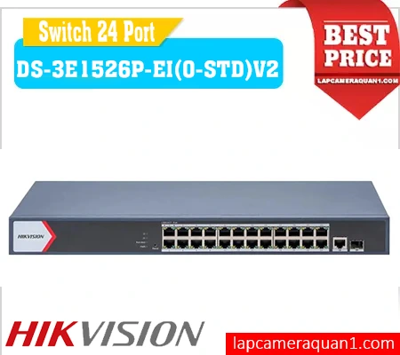 Switch DS-3E1526P-EI(O-STD)V2, Switch 24 cổng PoE Hikvision, Switch quản lý thông minh DS-3E1526P-EI, Switch mạng 24 cổng DS-3E1526P-EI(O-STD)V2, Thiết bị mạng Switch DS-3E1526P-EI, Switch Hikvision DS-3E1526P-EI(O-STD)V2, Switch PoE Gigabit 24 cổng Hikvision