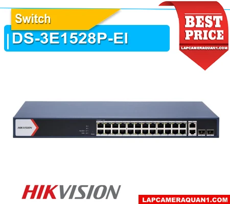 DS-3E1528P-EI, Switch PoE DS-3E1528P-EI, Báo giá DS-3E1528P-EI, Thông số kỹ thuật DS-3E1528P-EI, Switch Hikvision DS-3E1528P-EI, Mua DS-3E1528P-EI chính hãng, Đánh giá DS-3E1528P-EI, Switch PoE Gigabit DS-3E1528P-EI, Bộ chuyển mạch PoE DS-3E1528P-EI