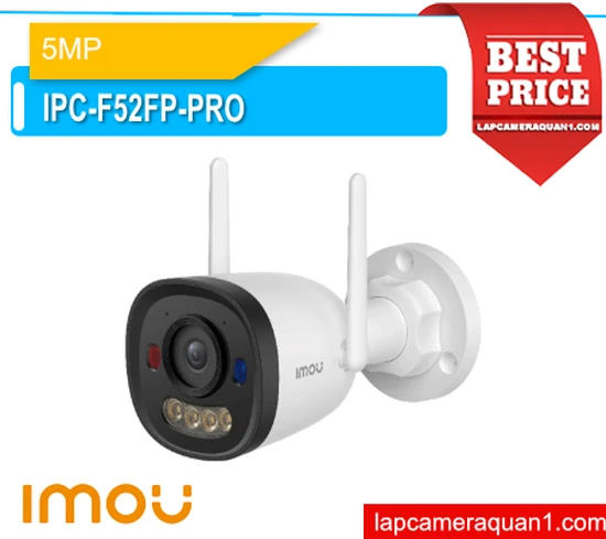 camera imou ipc-f52fp-pro, camera bullet 2e pro 5mp, camera wifi ngoài trời 5mp, camera full color imou, camera AI nhận diện người phương tiện