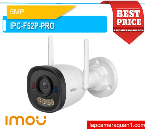 camera imou ipc-f52p-pro, camera bullet 2c pro 5mp, camera wifi ngoài trời 5mp, camera AI phát hiện người imou, camera chống nước IP67
