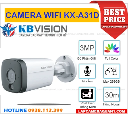 Camera WIFI KX-A31D KBVISION (3MP), camera quan sát KX-A31D, camera không dây KX-A31D, lắp đặt camera KX-A31D, camera KX-A31D giá rẻ, lắp camera KX-A31D giá rẻ, camera ghi âm KX-A31D, camera ngoài trời KX-A31D, KX-A31D, 