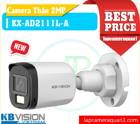 camera kbvision 2MP KX-AD2111L-A,camera full color KX-AD2111L-A,camera ánh sáng kép 20m KX-AD2111L-A,camera 4 chuẩn KX-AD2111L-A,camera thân kim loại IP67 KX-AD2111L-A,camera hồng ngoại 30m KX-AD2111L-A,camera tích hợp mic KX-AD2111L-A
