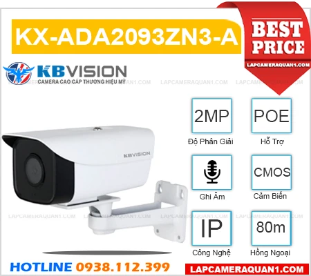 KX-ADA2093ZN3-A,Giá giá sỉ KX-ADA2093ZN3-A,KX-ADA2093ZN3-A Giá chiết khấu,Bán giá rẻ Camera Giá Rẻ KBvision KX-ADA2093ZN3-A Ip POE sắc nét Giá rẻ ,Phân Phối Sỉ Loại Camera