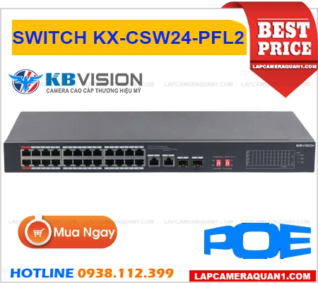 Lắp đặt camera SWITCH 24 PORT KBVISION KX-CSW24-PFL2 (POE)